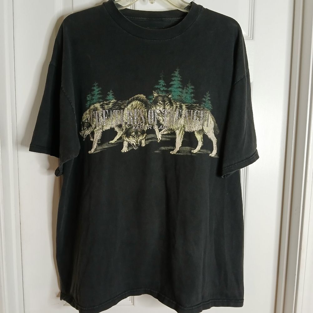 Keiser Clark true vintage Designer Black Graphic Men's T-Shirt SZ Large